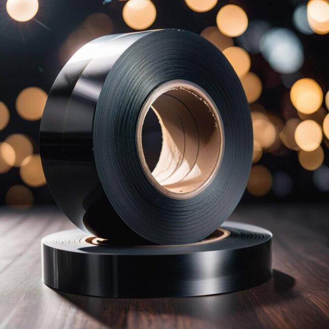 Czarna taśma klejąca na kablu