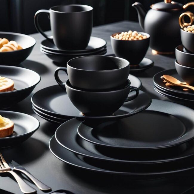 Czarna zastawa obiadowa