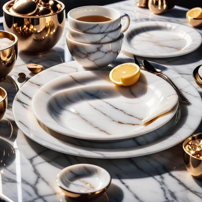 Marmurowe naczynia do serwowania potraw