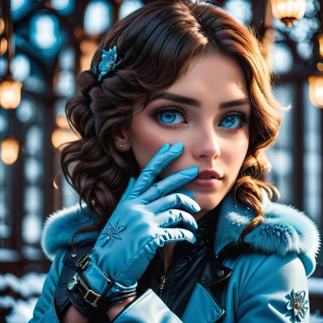 Niebieskie rękawiczki z ekoskóry