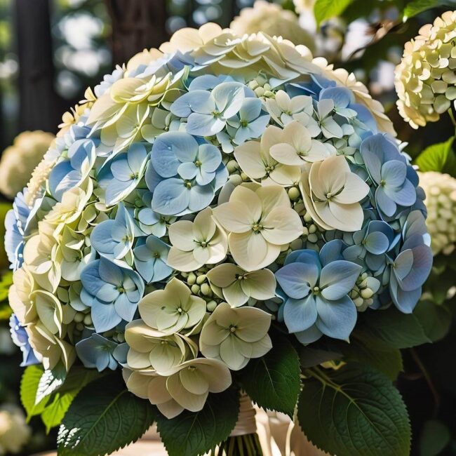 bukiet ślubny hortensje romantyczny