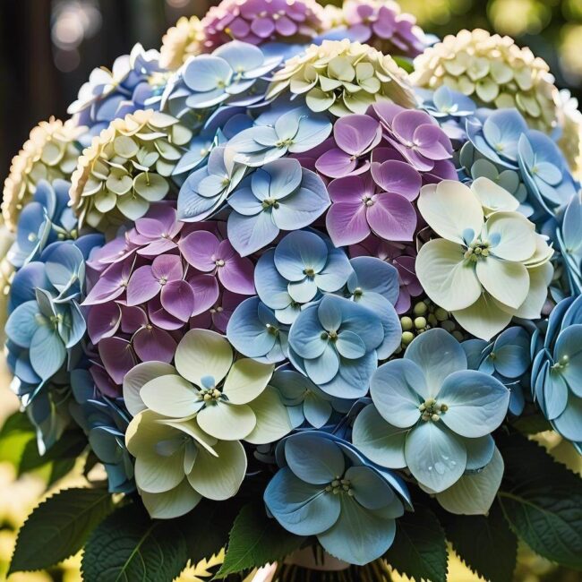 hortensja w bukiecie ślubnym